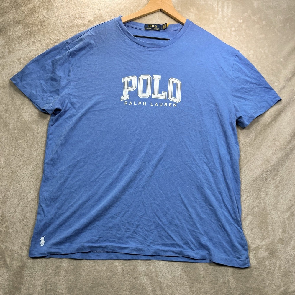 Polo Ralph Lauren Blue L Logo Spell Out Graphic T Shirt Cotton‎
